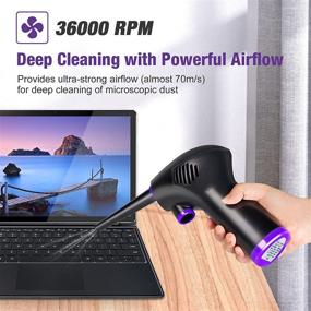 img 2 attached to 💨 Lantoo Electric Cordless Air Duster - Computer Cleaning with Rechargeable 15000mAh Battery, Powerful 36000 RPM, Typc-C Fast Charging - A Compressed Air Cans Spray Gas Cans Alternative
