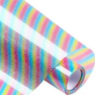 glitter heat transfer vinyl 12 inch by 5 feet htv roll - vibrant rainbow color for t-shirts, clothing, hats - compatible with cricut, cameo, heat press machines and sublimation logo