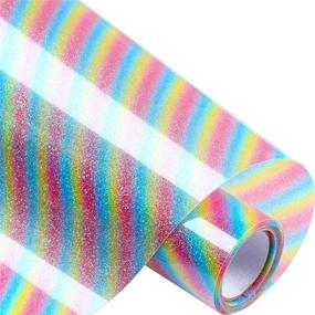 img 4 attached to Glitter Heat Transfer Vinyl 12 Inch by 5 Feet HTV Roll - Vibrant Rainbow Color for T-Shirts, Clothing, Hats - Compatible with Cricut, Cameo, Heat Press Machines and Sublimation