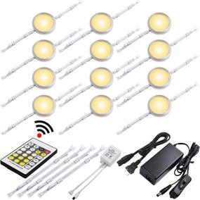 img 4 attached to Lvyinyin Under Cabinet LED Puck Lights, Remote Control, Dimmable Linkable Kit, 2 🔦 Changeable Colors, Hardwired, Perfect for Kitchen Counter, Closet and Cupboard Lighting, Set of 12 Lights