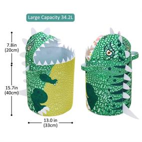 img 3 attached to 🦖 Beinou Динозавр корзины для белья - 34.2 л Фетр складная корзина для хранения с ручками для детской комнаты, декора дома и детской корзины - игрушечная организаторская корзина
