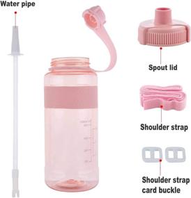 img 1 attached to 🥤 GTI BPA Free Leak Proof Water Bottle with Straw - Wide Mouth Half Gallon Large Water Jugs for Gym, Hiking, Camping - 32 oz & 80 oz Big Drink Water Bottles with Scale Strap