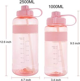 img 2 attached to 🥤 GTI BPA Free Leak Proof Water Bottle with Straw - Wide Mouth Half Gallon Large Water Jugs for Gym, Hiking, Camping - 32 oz & 80 oz Big Drink Water Bottles with Scale Strap