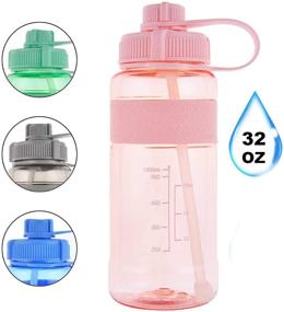 img 3 attached to 🥤 GTI BPA Free Leak Proof Water Bottle with Straw - Wide Mouth Half Gallon Large Water Jugs for Gym, Hiking, Camping - 32 oz & 80 oz Big Drink Water Bottles with Scale Strap