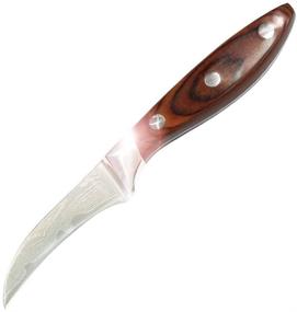 img 4 attached to Premium 3-Inch Damascus Paring Knife - Sharpened Fruit Knife with 🔪 Tourne Curving Blade and Pakkawood Handle - Ideal for Peeling, Slicing, and Trimming