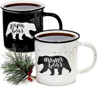 mama bear and papa bear mug set 🐻 - couple's coffee mugs, his and hers ceramic mug set logo