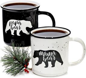 img 4 attached to Mama Bear and Papa Bear Mug Set 🐻 - Couple's Coffee Mugs, His and Hers Ceramic Mug Set