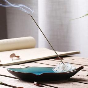 img 3 attached to 🌸 Corciosy Ceramic Lotus Incense Stick Burner Holder: Stylish Sky Blue Decorative Leaf Tray & Ash Catcher