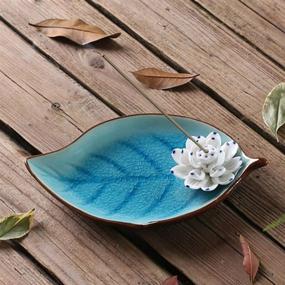 img 1 attached to 🌸 Corciosy Ceramic Lotus Incense Stick Burner Holder: Stylish Sky Blue Decorative Leaf Tray & Ash Catcher