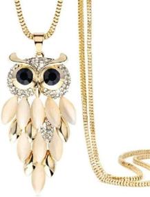 img 2 attached to 🦉 Lifelike Opal Owl Necklace - Pingyongchang Owls Pendants, Y-Style Necklaces with Shiny Sweater Chain. Spiritual Energy Gemstone Jewelry for Women, Girls, Boys, Men, and Owl Lovers.