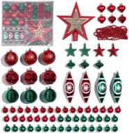 🎄 shatterproof xmas ball ornaments set - 74ct assorted traditional red green christmas tree decorations - hanging holiday ornaments for xmas seasonal decor логотип