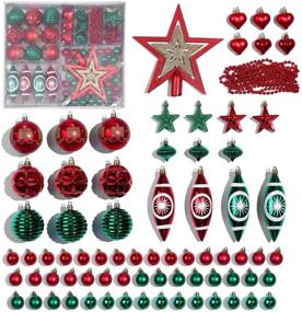 img 4 attached to 🎄 Shatterproof Xmas Ball Ornaments Set - 74ct Assorted Traditional Red Green Christmas Tree Decorations - Hanging Holiday Ornaments for Xmas Seasonal Decor