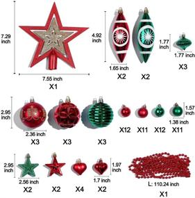 img 3 attached to 🎄 Shatterproof Xmas Ball Ornaments Set - 74ct Assorted Traditional Red Green Christmas Tree Decorations - Hanging Holiday Ornaments for Xmas Seasonal Decor