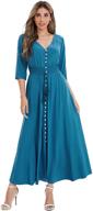 👗 stylish and versatile: milumia women's button up v neck half sleeve split flowy plain party maxi dress logo