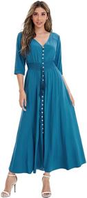 img 4 attached to 👗 Stylish and Versatile: Milumia Women's Button Up V Neck Half Sleeve Split Flowy Plain Party Maxi Dress