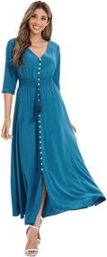 img 1 attached to 👗 Stylish and Versatile: Milumia Women's Button Up V Neck Half Sleeve Split Flowy Plain Party Maxi Dress