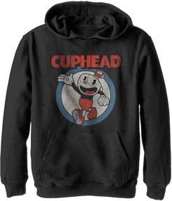 img 3 attached to 🎮 Cuphead Retro Black Circle Hoodie for Boys' Apparel