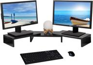 🖥️ adjustable dual monitor stand riser with 3 shelves - multifunctional screen stand for tv, pc, computer, laptop, printer - desktop organizer in black logo