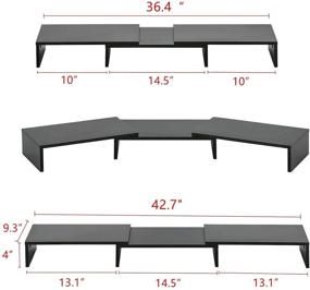 img 3 attached to 🖥️ Adjustable Dual Monitor Stand Riser with 3 Shelves - Multifunctional Screen Stand for TV, PC, Computer, Laptop, Printer - Desktop Organizer in Black