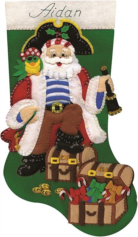 Tobin Flying Santa Stocking Felt Applique Kit, 18-Inch Long