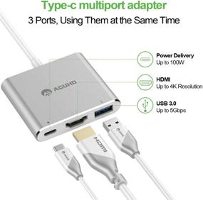 img 3 attached to 🔌 Ultimate 4K Multiport Hub: USB C to HDMI Adapter with Thunderbolt 3, USB 3.0, and Fast Charging - Compatible with MacBook Pro 2020/2019, iPad Pro 2020 (Silver)