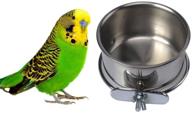 🐦 hanging cup clamp holder for parrot macaw african greys budgies parakeet cockatiels conure lovebirds finch pigeon cage - hypeety stainless steel pet bird food feeding and drinking hanging bowl logo