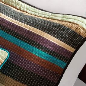 img 2 attached to 🛏️ Madison Park Quilt Rustic Southwestern - All Season, Breathable Coverlet Bedspread: Stripes Purple/Teal King/Cal King (104"x94") 6 Piece Set