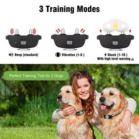 img 3 attached to 🐾 Upgraded Rainproof Dog Training Collar - BOUSNIC Remote Shock Collar for 2 Dogs, Beep, Vibration, and Shock Modes - Suitable for Small, Medium, Large Dogs (15-120 lbs, Battery Operated)