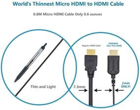 img 2 attached to 🔌 World's Thinnest Ultra Thin Micro HDMI to HDMI Cable 2FT: Compatible with Gimbal, GoPro Hero 7 Black, Canon Camera, Stabilizer - Supports 4K@60Hz, 3D, Ethernet, ARC