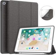 📱 soke ipad 9.7 2018/2017 case with pencil holder, smart trifold stand, dark grey logo