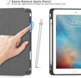 img 1 attached to 📱 Soke iPad 9.7 2018/2017 Case with Pencil Holder, Smart Trifold Stand, Dark Grey