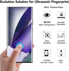 img 2 attached to 📱 Защитное закаленное стекло для экрана Galaxy Note 20 Ultra - 3 штуки, полное 3D изогнутое краевое, разблокировка ультразвуковым отпечатком пальца, комплект для легкой установки