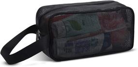 img 4 attached to 🚿 Black Moyad Mesh Shower Caddy: Portable Toiletry Bag for College Dorm, Gym, Camping & Beach