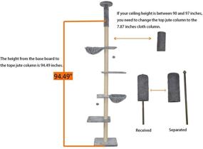 img 3 attached to 🌳 Sturdy and Adjustable 90"-116" Tall Cat Climbing Tree by Roypet - Includes Perches and Fixing Tool