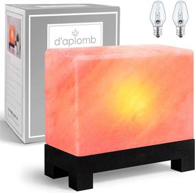 img 4 attached to 🌟 100% Authentic Natural Himalayan Salt Lamp; Hand-Carved Modern Rectangular Pink Crystal Rock Salt from The Himalayan Mountains; Footed Wooden Base, UL-Listed Dimmer Cord + Extra Bulb; 11.5 lb