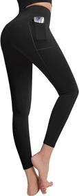 img 4 attached to FMY Women's Yoga Pants with Pockets - 👖 High Waisted Tummy Control Leggings for Running and Workout