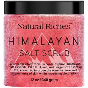 img 4 attached to 🧖 Natural Riches Himalayan Salt Exfoliating Body Scrub with Lychee Bergamot Essential Oil, Vitamin C - Moisturizing Deep Cleansing Foot Scrub & Body Skin Exfoliator (12 Oz / 340 gm)