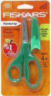 🖌️ fiskars 5 pointed-tip kids scissors: fun green design with blade sheath logo