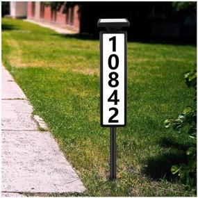 img 4 attached to Modern House Numbers Solar Address Light Sign with LED Letters - Driveway Marker Street Sign, Lighted House Numbers Address Plaques for Yard Street Door Outdoor Home - Height 35 Inches, Includes Stake