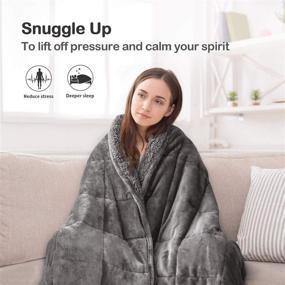 img 3 attached to 🛌 15lb Adult Uttermara Sherpa Fleece Weighted Blanket - Cozy Plush Grey Sofa Bed Blanket, 48 x 72 Inches