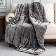 🛌 15lb adult uttermara sherpa fleece weighted blanket - cozy plush grey sofa bed blanket, 48 x 72 inches logo