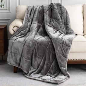img 4 attached to 🛌 15lb Adult Uttermara Sherpa Fleece Weighted Blanket - Cozy Plush Grey Sofa Bed Blanket, 48 x 72 Inches