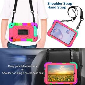 img 2 attached to 📱 Samsung Tab A 8.4 Case 2020 for Kids - AVAKOT Shockproof Galaxy Tab A 8.4 Case with Swivel Kickstand, Hand Strap, and Shoulder Strap - Honeysuckle - Full-Body Drop Armor Case SM-T307/SM-T307U