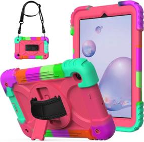 img 4 attached to 📱 Samsung Tab A 8.4 Case 2020 for Kids - AVAKOT Shockproof Galaxy Tab A 8.4 Case with Swivel Kickstand, Hand Strap, and Shoulder Strap - Honeysuckle - Full-Body Drop Armor Case SM-T307/SM-T307U