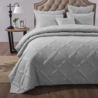 🛏️ california king quilted bedspread set with light grey silver geometric diamond stitch pattern – soft cotton, lightweight and soothing pastel – 3 piece tache solid logo