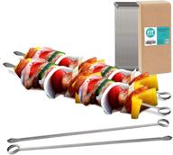 48 pack of 12-inch stainless steel flat metal skewers for kabob grilling - bbq, mediterranean, mexican cocktail party - ideal for appetizers, shish kebab, meat, fruits & vegetables picks - dishwasher safe logo