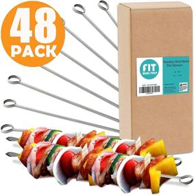 img 3 attached to 48 Pack of 12-Inch Stainless Steel Flat Metal Skewers for Kabob Grilling - BBQ, Mediterranean, Mexican Cocktail Party - Ideal for Appetizers, Shish Kebab, Meat, Fruits & Vegetables Picks - Dishwasher Safe