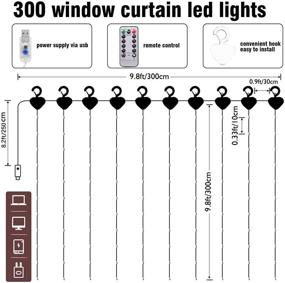 img 2 attached to 🌟 Funpeny 300 LED Window Curtain String Lights, 8 Lighting Modes Fairy Lights USB Powered, Waterproof for Christmas Bedroom Party Wedding Home Garden Wall Decorations, Warm White