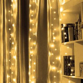 img 3 attached to 🌟 Funpeny 300 LED Window Curtain String Lights, 8 Lighting Modes Fairy Lights USB Powered, Waterproof for Christmas Bedroom Party Wedding Home Garden Wall Decorations, Warm White