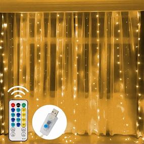 img 4 attached to 🌟 Funpeny 300 LED Window Curtain String Lights, 8 Lighting Modes Fairy Lights USB Powered, Waterproof for Christmas Bedroom Party Wedding Home Garden Wall Decorations, Warm White